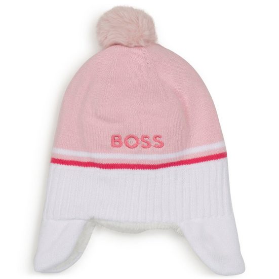 HUGO Bommelmütze BOSS Baby Bommelmütze mit Logo Stitching rosa mehr HUGO Bommelmütze BOSS Baby Bommelmütze mit Logo Stitching rosa mehr