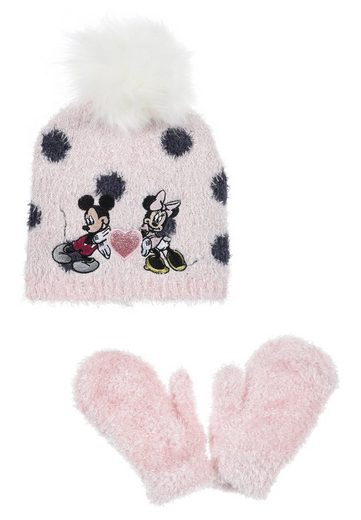 DISNEY MINNIE MOUSE Bommelmütze Mädchen Kinder Winter-Set 2 tlg. Mütze & Handschuhe SET mehr Speichern exportieren
