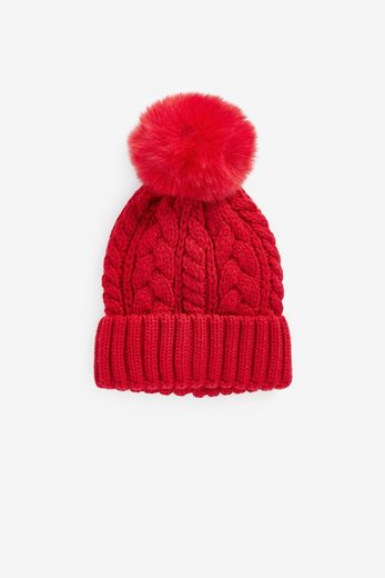NEXT Bommelmütze Strickmütze mit Zopfmuster und Bommel 1-St mehr Flash Sale
