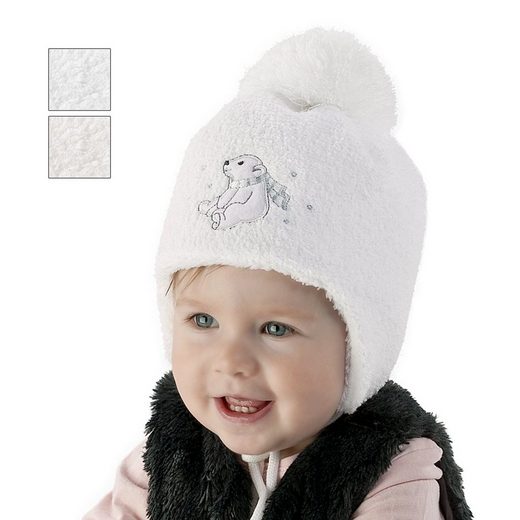 F.P.H. MAJA Fleecemütze Wintermütze Bindemütze Bommelmütze Babymütze mit Fleece gefüttert mehr Weihnachtsangebot