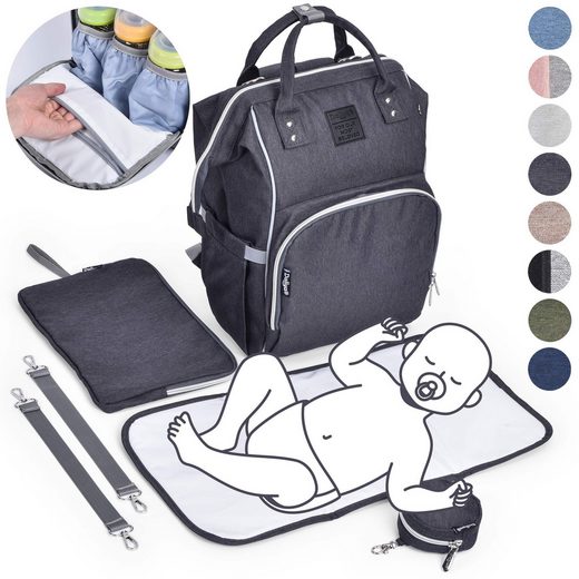 DALIYA® Wickeltasche PAKMI Wickelrucksack, Kinderwagentaschen, Mamabag (Set, 5-tlg., Wickeltasche, Wickelunterlagen, Schnullertasche, Befestigungsriemen), Thermofächer, Schnuller Aufbewahrung, Wickelunterlage, hochwertig mehr Heißer Verkauf