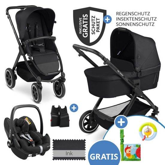 ABC DESIGN Kombi-Kinderwagen Samba - 3in1 - Ink Kinderwagen Buggy Set mit Babywanne, Maxi Cosi Pebble Pro & Zubehör mehr