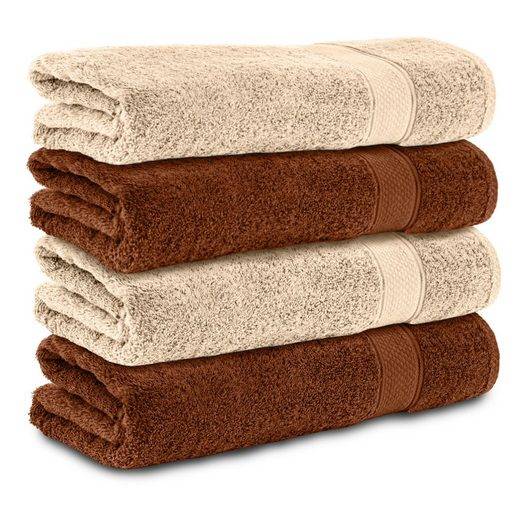 KOMFORTEC Badetücher 100% Baumwolle, 470 g/m² Frottee (4-St), Handtücher 70x140 cm Set, Weich mehr Osterangebot