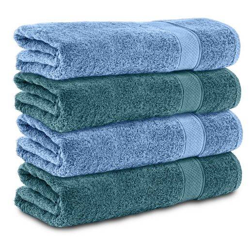 KOMFORTEC Badetücher 100% Baumwolle, 470 g/m² Frottee (4-St), Handtücher 70x140 cm Set, Weich mehr Vatertagsangebot