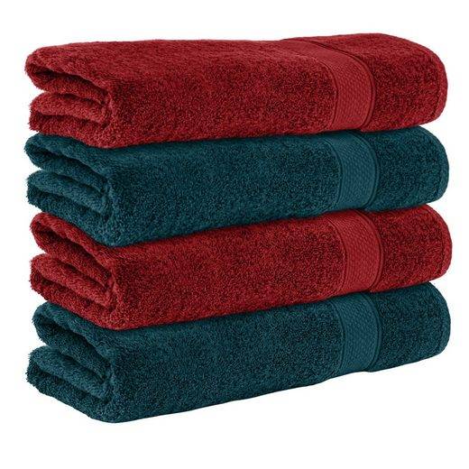 KOMFORTEC Badetücher 100% Baumwolle, 470 g/m² Frottee (4-St), Handtücher 70x140 cm Set, Weich mehr Valentinstagsangebot