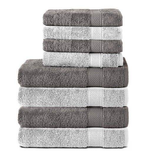 KOMFORTEC Handtuch Set 100% Baumwolle, 4 Badetücher 70x140 und 4 Handtücher 50x100 cm Frottee (Packung, 8-St), Badehandtuch & XXL Saunatuch, Weich, Towel, Groß mehr Bestseller