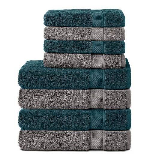 KOMFORTEC Handtuch Set 100% Baumwolle, 4 Badetücher 70x140 und 4 Handtücher 50x100 cm Frottee (Packung, 8-St), Badehandtuch & XXL Saunatuch, Weich, Towel, Groß mehr Bestseller