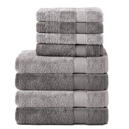 KOMFORTEC Handtuch Set 100% Baumwolle, 4 Badetücher 70x140 und 4 Handtücher 50x100 cm Frottee (Packung, 8-St), Badehandtuch & XXL Saunatuch, Weich, Towel, Groß mehr Kauf eins, bekomm eins gratis