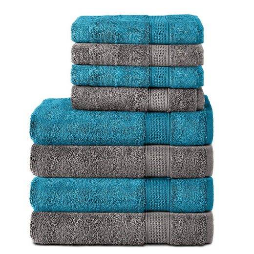 KOMFORTEC Handtuch Set 100% Baumwolle, 4 Badetücher 70x140 und 4 Handtücher 50x100 cm Frottee (Packung, 8-St), Badehandtuch & XXL Saunatuch, Weich, Towel, Groß mehr Sonderangebote