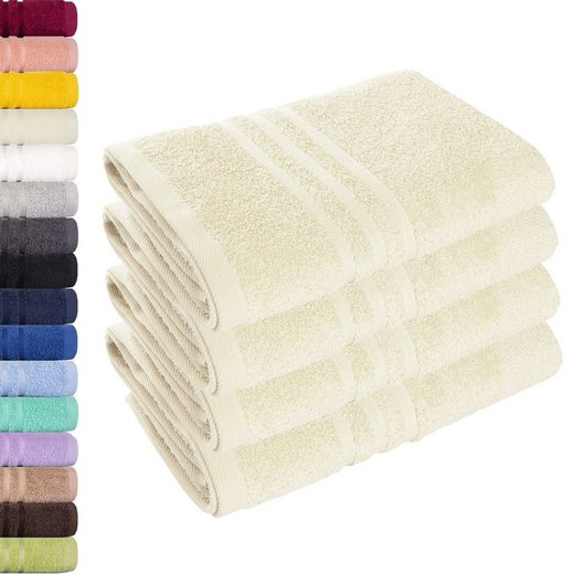 LAVEA Handtuch Elena 50x100cm aus 100% Baumwolle, fusselfreies, pflegeleichtes hautfreundliches Handtuch-Set (Set, 4-St), einzigartig weiche Frottee Handtücher für jeden Hauttyp geeignet mehr Cyber Monday