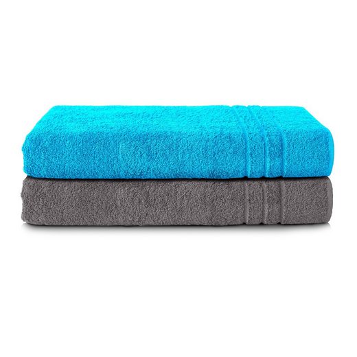 KOMFORTEC Saunatuch 80x200 cm Saunatücher Set aus 100% Baumwolle Frottee (2-St), XXL, Weich, Groß, Schnelltrocknend mehr Heißer Verkauf