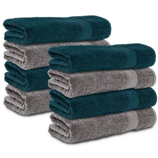 KOMFORTEC Handtücher 100% Baumwolle, 470 g/m² Frottee (8-St), Badetücher 50x100 cm Set, Weich mehr Fabrikverkauf