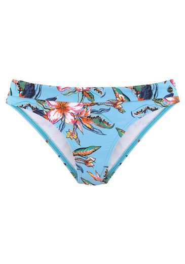 LASCANA Bikini-Hose Malia mit Umschlagbund mit tropischem Print mehr Black Friday Preise