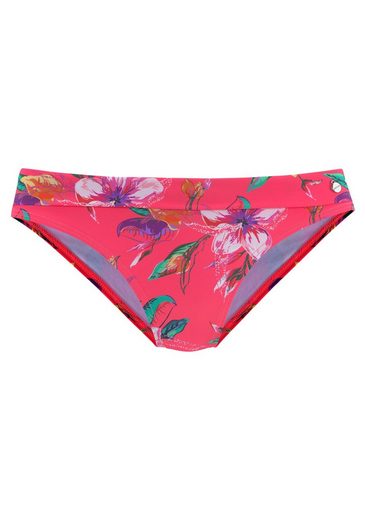 LASCANA Bikini-Hose Malia mit Umschlagbund mit tropischem Print mehr Black Friday Preise