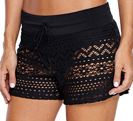 BADEKÖNIG Badeshorts Hotpants in Häkeloptik mit integrietem Badeslip mehr Jubiläumsangebot