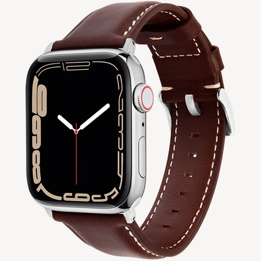 WIIUKA Smartwatch-Armband tiime Armband aus Leder für die Apple Watch Serie 1-8, SE, Ultra Handgefertigt - Deutsches Leder, Premium Qualität mehr Neueste Stile