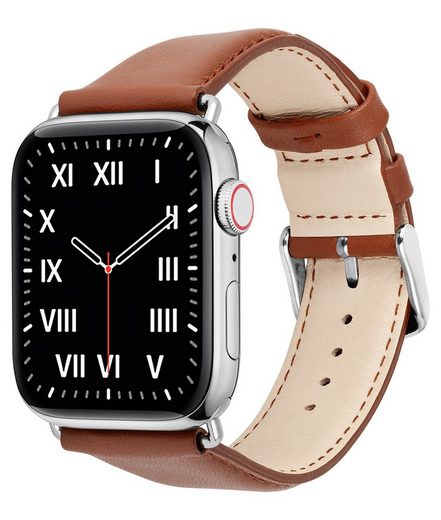 WIIUKA Smartwatch-Armband tiime Armband Leder für die Apple Watch 1-8, SE, Ultra Lederarmband Handgefertigt - Deutsches Leder, Premium Qualität mehr Zeitbegrenzte Promotion