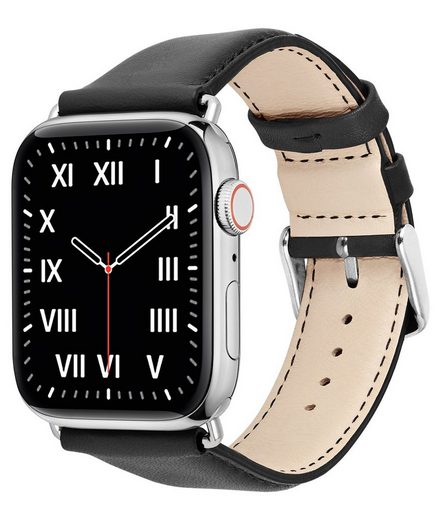 WIIUKA Smartwatch-Armband tiime Armband Leder für die Apple Watch 1-8, SE, Ultra Lederarmband Handgefertigt - Deutsches Leder, Premium Qualität mehr Zeitbegrenzte Promotion
