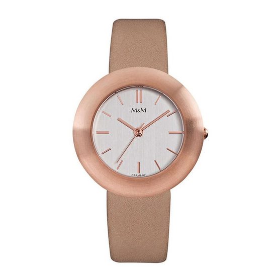 M&M Quarzuhr Armbanduhr Damen Leder Basic-M (1-tlg), Analoguhr rund mit Lederarmband, Designer Uhr, deutsche Manufaktur, inkl. edles Etui mehr Sonderangebot der Fabrik