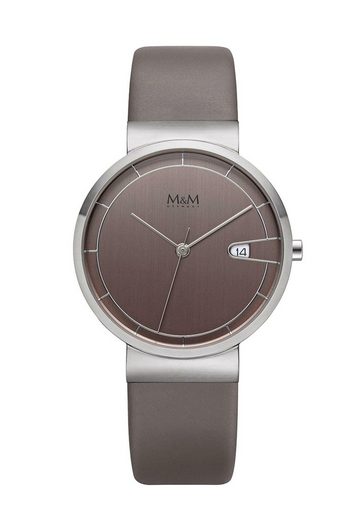 M&M Quarzuhr Armbanduhren Damen Lederarmband Day Date (1-tlg), Analoguhr rund mit Lederarmband, Designer Uhr, deutsche Manufaktur, inkl. edles Etui mehr 50% Rabatt für begrenzte Zeit