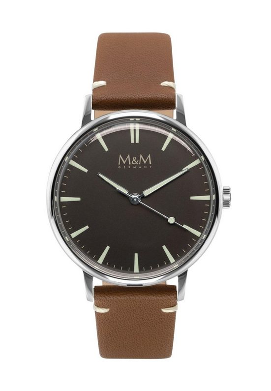 M&M Quarzuhr Armbanduhr Lederarmband New Classic (1-tlg), Analoguhr rund mit Lederarmband, Designer Uhr, deutsche Manufaktur, inkl. edles Etui mehr 2025