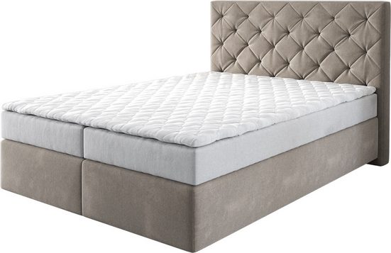 DELIFE Boxspringbett Dream-Great Mikrofaser Grau 120x200 cm mit Matratze und Topper mehr Osterangebot
