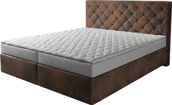 DELIFE Boxspringbett Dream-Great Mikrofaser Grau 120x200 cm mit Matratze und Topper mehr Osterangebot