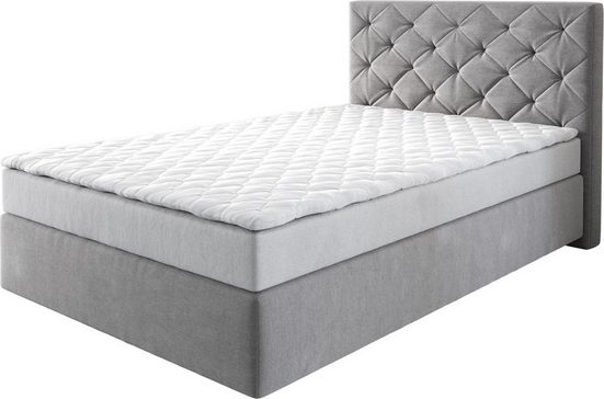 DELIFE Boxspringbett Dream-Great Mikrofaser Grau 120x200 cm mit Matratze und Topper mehr Muttertagsangebot
