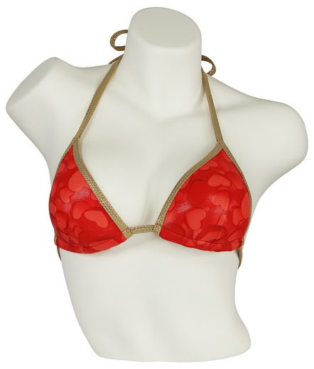 MISS BEACH Triangel-Bikini-Top wattiert Glanz-Optik mit Herz-Print, Vorgeformtes Bikini-Oberteil mehr Zeitlich begrenztes Angebot