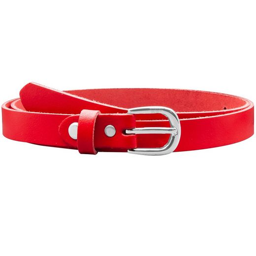 COLOGNEBELT Ledergürtel A8-SL Ledergürtel in Rot - 2 cm Breit - mit silberner abgerundeter Gürtelschließe - modern, leger, klassisch mehr Neueste Stile