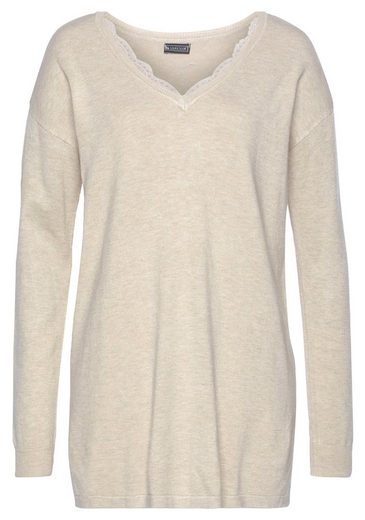 LAURA SCOTT Strickpullover mit Spitzen am Ausschnitt mehr Letzter Tag