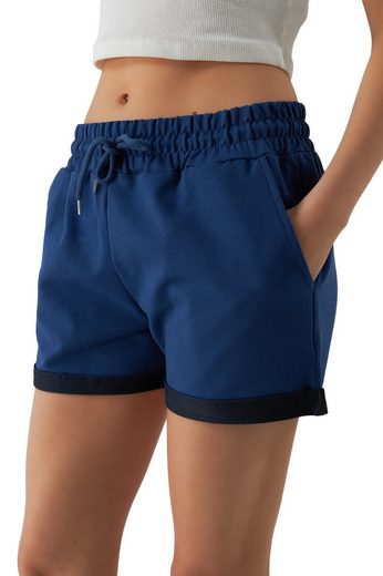 SMITH & SOLO Sweatshorts Kurze Hose Damen Shorts (1-tlg) Lycra, Baumwolle, umschlagene Beinsaum mehr Rabatte dieses Monats