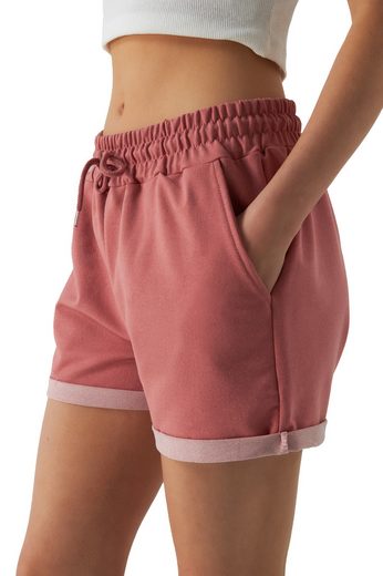 SMITH & SOLO Sweatshorts Kurze Hose Damen Shorts (1-tlg) Lycra, Baumwolle, umschlagene Beinsaum mehr Rabatte dieses Monats