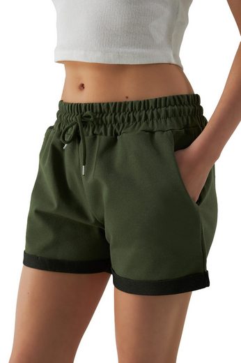 SMITH & SOLO Sweatshorts Kurze Hose Damen Shorts (1-tlg) Lycra, Baumwolle, umschlagene Beinsaum mehr 2025