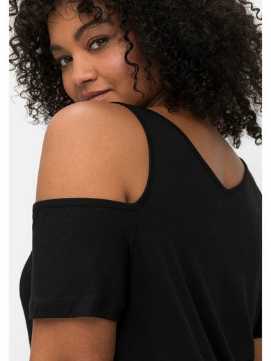 SHEEGO T-Shirt Große Größen mit V-Ausschnitt, im schulterfreien Look mehr Fabrik Onlineshop