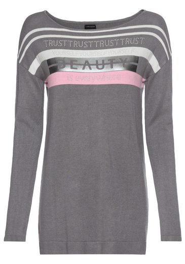 LAURA SCOTT Strickpullover in Streifen-Design mit Glitzersteinen mehr