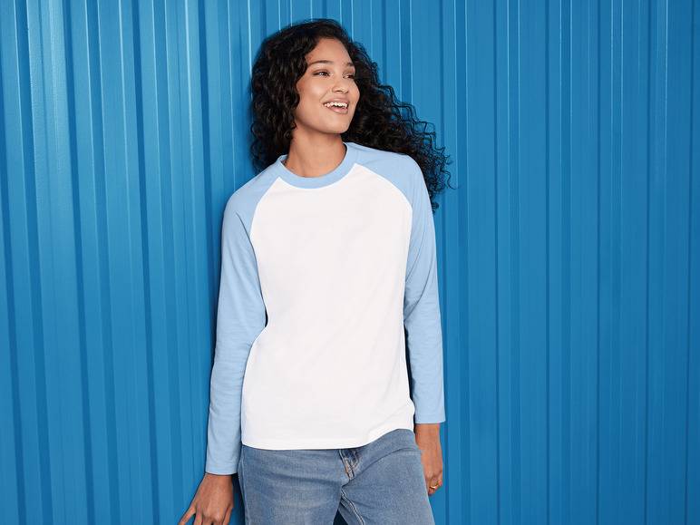 esmara® Damen Langarmshirt aus reiner Baumwolle Kauf eins, bekomm eins gratis