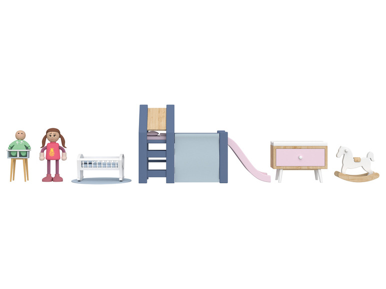 Playtive Puppenhaus-Möbel / Biegepuppen, aus Echtholz und robustem Kunststoff Valentinstagsangebot