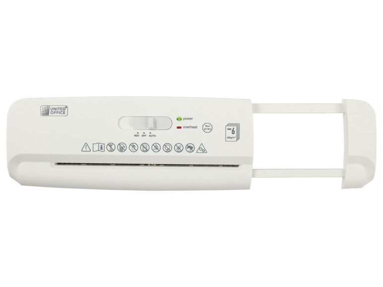 UNITED OFFICE® Aktenvernichter-Papierkorbaufsatz, 6 Blatt A4, mit ausziehbarem Teleskoparm Rabatte dieses Monats