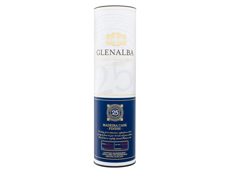 Glenalba Blended Scotch Whisky 25 Jahre Madeira Cask Finish mit Geschenkbox 41,4% Vol Nur für heute