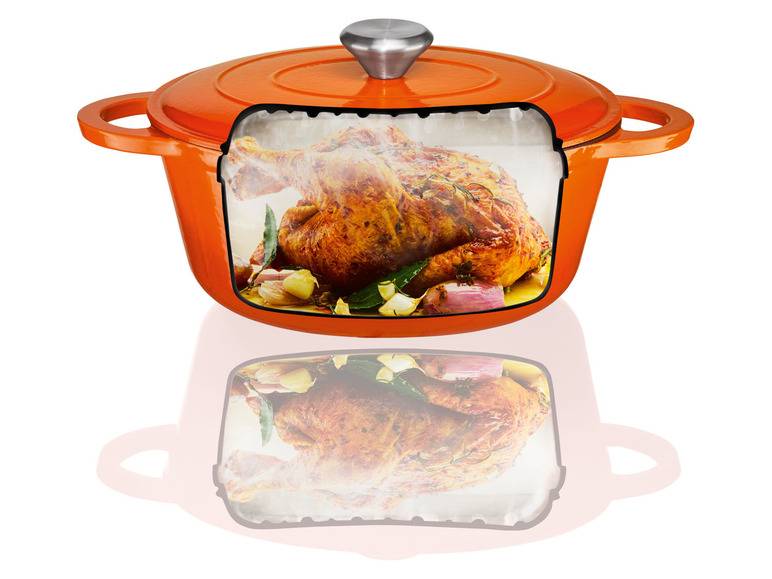 ERNESTO® Gusseisen-Bräter, oval Ø 25 cm Kostenlose Rückgabe