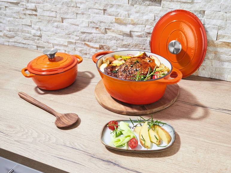 ERNESTO® Gusseisen-Bräter, oval Ø 25 cm Kostenlose Rückgabe