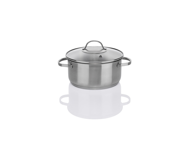 ERNESTO® Topfset Edelstahl, 6-tlg, mit Glasdeckel Auslauf