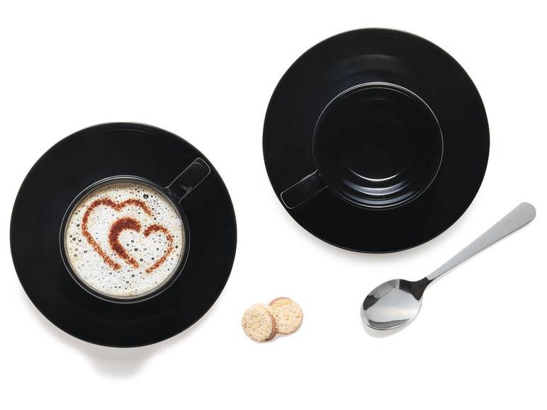 ERNESTO® 2er Set Tassen mit Untertasse, aus hochwertigem Porzellan Clearance-Verkauf