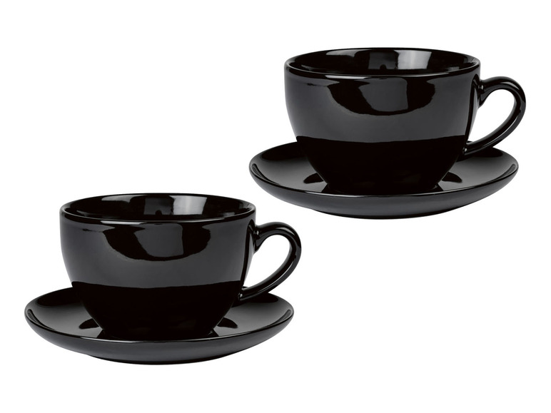 ERNESTO® 2er Set Tassen mit Untertasse, aus hochwertigem Porzellan Clearance-Verkauf