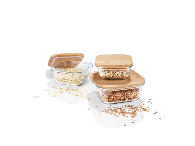 ERNESTO® Glas-Aufbewahrungsdosen-Set, mit Bambusdeckel Tiefpreis