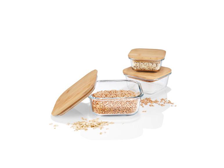 ERNESTO® Glas-Aufbewahrungsdosen-Set, mit Bambusdeckel Tiefpreis