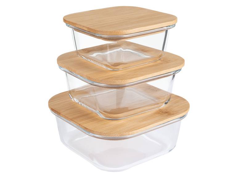 ERNESTO® Glas-Aufbewahrungsdosen-Set, mit Bambusdeckel Tiefpreis