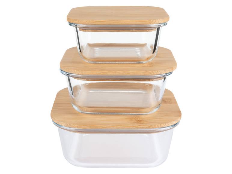 ERNESTO® Glas-Aufbewahrungsdosen-Set, mit Bambusdeckel Tiefpreis