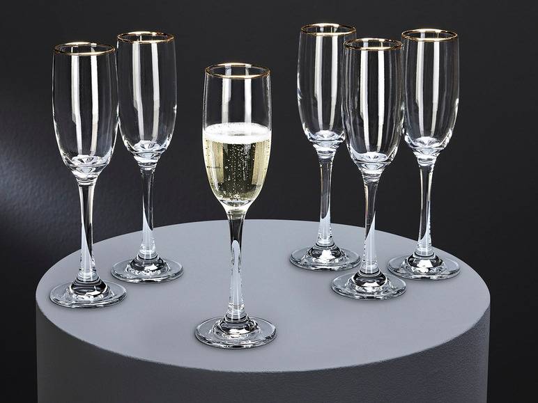 ERNESTO® Glas Set, 6-teilig, mit Goldrand Auslauf